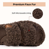 EverFoams Womens Fuzzy Open-toe Slippers Indoor Elegant Mocha, 7-8 US