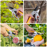 MEPEREZ Premium pruning shears for gardening, Work 3 times easier, Pruners heady duty, Sharp garden clippers cuting florist flower, hedge, herb, rose, Indoor live plants, Arthritis weak hand snips