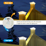 JOFIOS Solar Fence Post Lights, Cap Lights for 4x4/5x5 Vinyl Fence and 4x4/6x6 Wooden Post, Warm White/Cool White Lighting, White Solar Cap Outdoor Waterproof Decorate Garden Pathway Dcek Patio