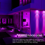 LOXYEE PAR38 Flood Purple Light Bulbs,4 Pack Dimmable,E26 Base Purple Flood Light Outoor(20W Replace to 200W),Halloween Light Bulb for Outside,Christmas,Holiday Lighting