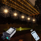 PXBNIUYA 5 Pack 1000LED Plug in Starburst Sphere Lights,Firework Light 8 Modes Dimmable Remote Control Waterproof Hanging Copper Wire Fairy Light for Patio Party Tent Christmas (Warm White)