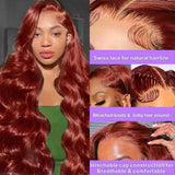 30 Inch Reddish Brown Lace Front Wigs Human Hair 13x6 Body Wave Lace Front Wig 180% Density 33# Lace Frontal Wigs Human Hair Pre Plucked with Baby Hair for Women Auburn Brown Human Hair
