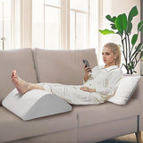Vomiliku Knee Wedge Pillow for Back Sleeping, Leg Elevation for Post Surgery Recovery, 8" Triangle Leg Pillow with Removable Cover for Knee Support, Hip Back Pain Relief,Enhance Circulation, Gray