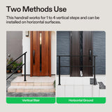 VIVOSUN Outdoor Handrail, 4 Step Stair Handrail, 54" x 36" Fits 1 to 4 Steps, Wrought Mattle Iron Handrail for Concrete Steps, Porch Steps, One-Step Assembly, Black