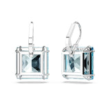 Swarovski Millenia Earrings, Square cut crystal, Blue, Rhodium plated