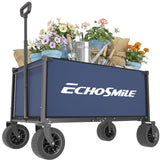 EchoSmile Collapsible Wagon Cart, Heavy Duty 400lbs Capacity, Blue