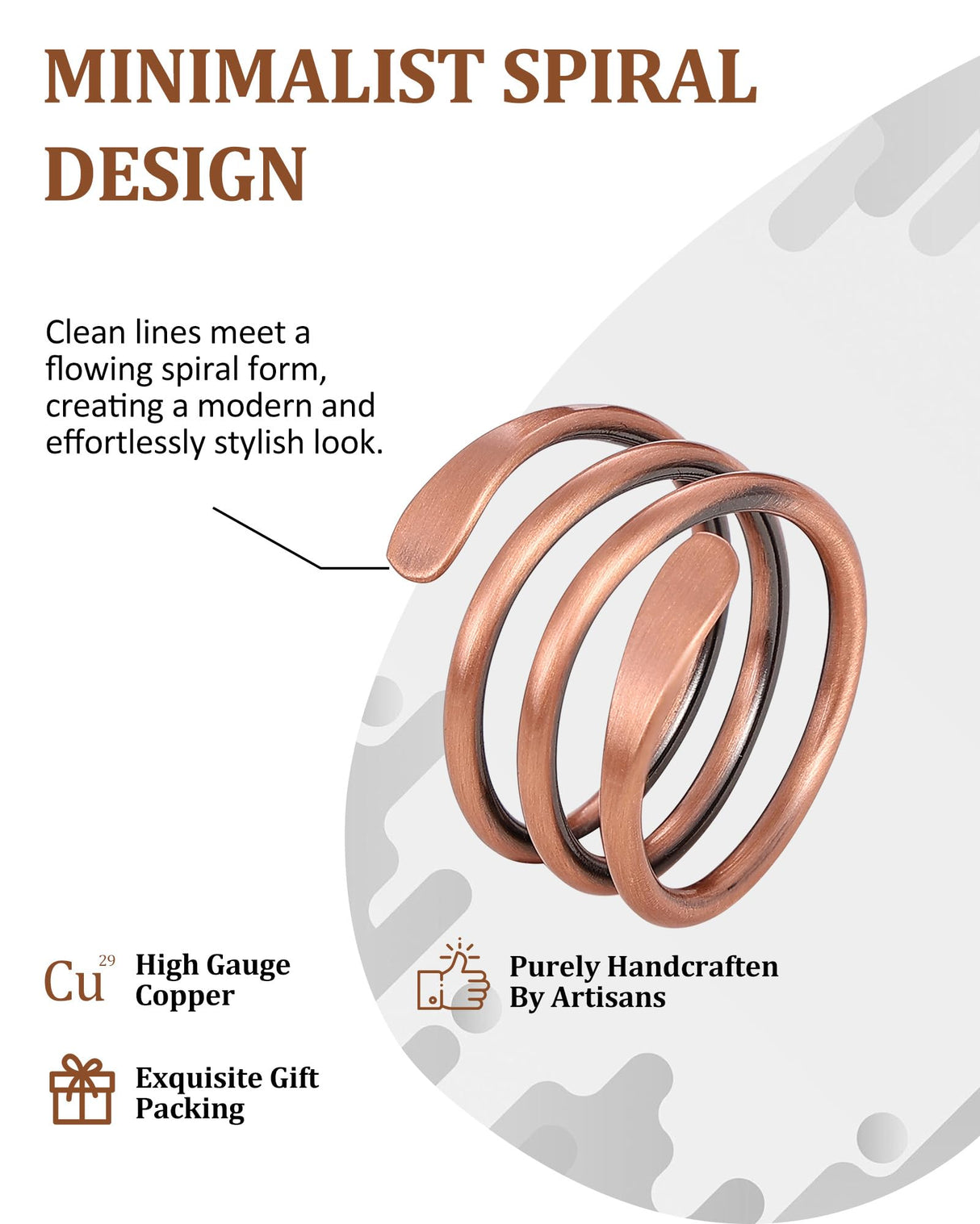 Fashtour 100% Pure Copper Rings for Women & Men, Adjustable Handmade Rings