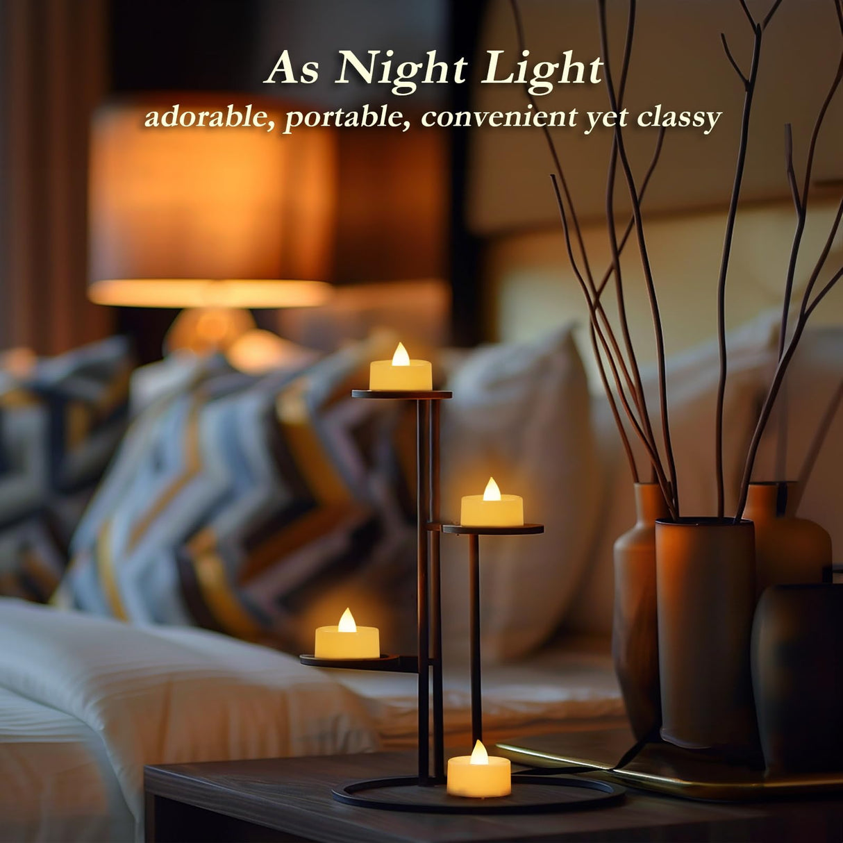 Amagic 50 Pcs Flickering Flameless Tea Lights Battery Operated, 200+ Hours Long Lasting Electric Candle for Wedding Table Centerpiece, Home Decor, Gift, Birthday, Halloween, Christmas, Ivory Base