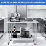 OSTBA Stainless Steel Table for Prep & Work 24x36 Inches with Casters Wheels and Backsplash, NSF Metal Commercial Heavy Duty Table with Adjustable Undershelf for Restaurant Kitchen Home and Hotel