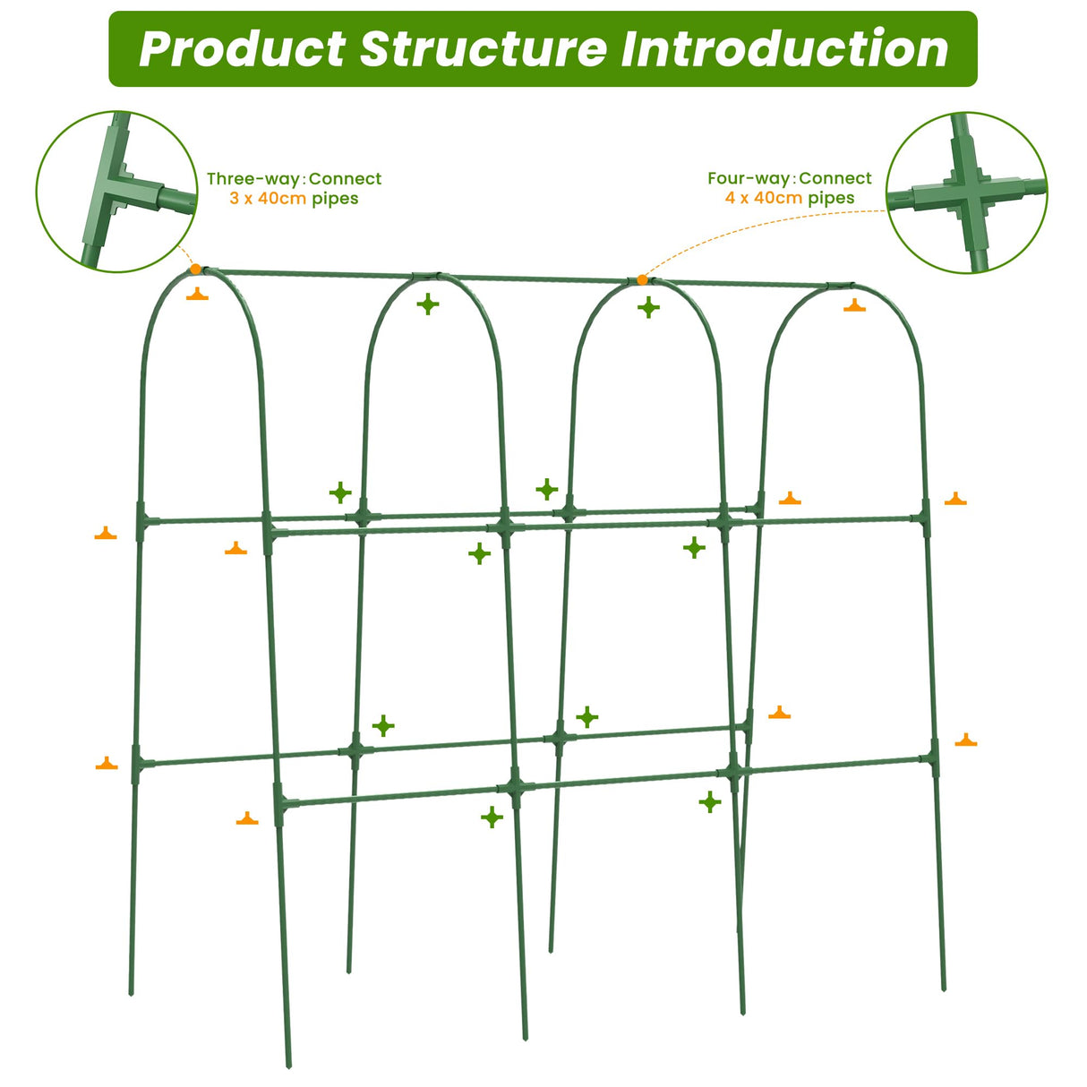 Cucumber Trellis, 50" X 47" U-Shape Garden Trellis for Climbing Plants Outdoor, Arch Trellis Cucumber for Raised Bed, Foldable Plant Support for Vine/Vegetable/Tomato/Zucchini/Pea