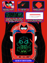 Fullware LCD Writing Tablet for Kids 10 Inch Spider Hero for Toddler 3 4 5 6 7 8 - Paint, Doodle Board, Drawing Pad - Travel Toys, Road Trip Car Activities, Birthday Christmas Gift Boys & Man
