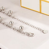 Delicate Women 925 Sterling Silver Ankle Bracelets Cute Bell Chain Beach Anklet Bracelet Boho Adjustable Size Jewelry Gift for her (Anklet, Adjustable Size)