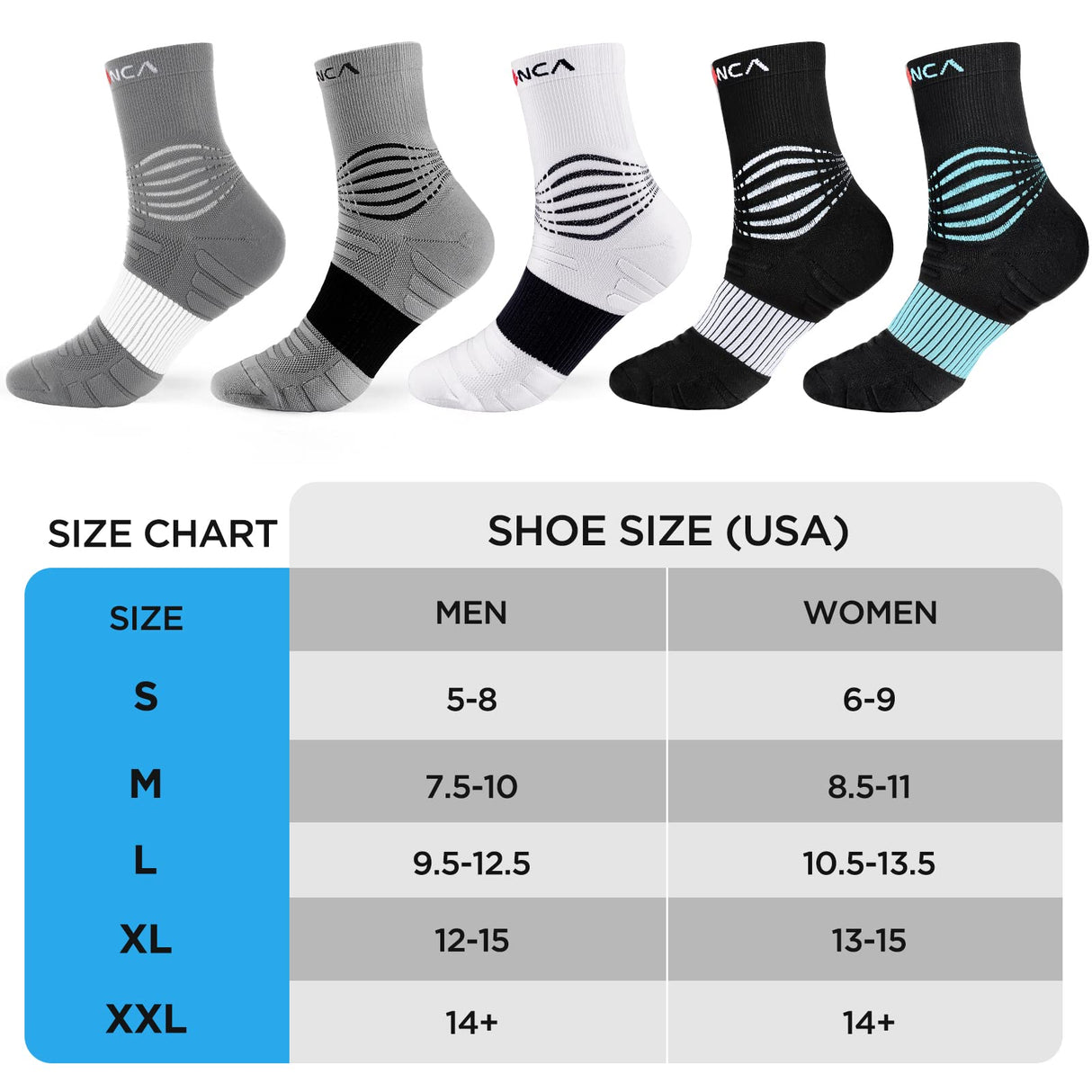 NEENCA Medical Compression Socks—2 Pairs, Ankle Socks for Injury Recovery, Pain Relief, Swelling, Sport Protection 20-30 mmHg