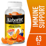 Airborne 750mg Vitamin C Immune Support Supplement Gummies for Adults, Zesty Orange Flavor, Gluten Free Crafted Blend with Powerful Antioxidants Vitamins A C & E, 63 Gummies (3 Pack)
