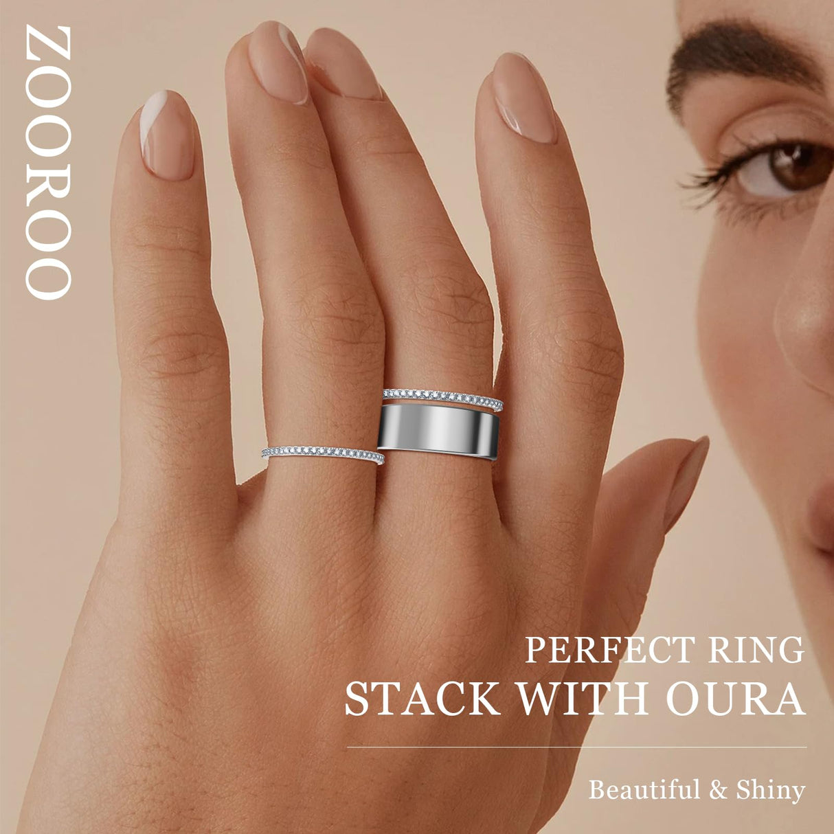ZOOROO 2-Pack Stackable Bands for Oura Ring 5/Oura Ring 4/Oura Ring 3 Stack