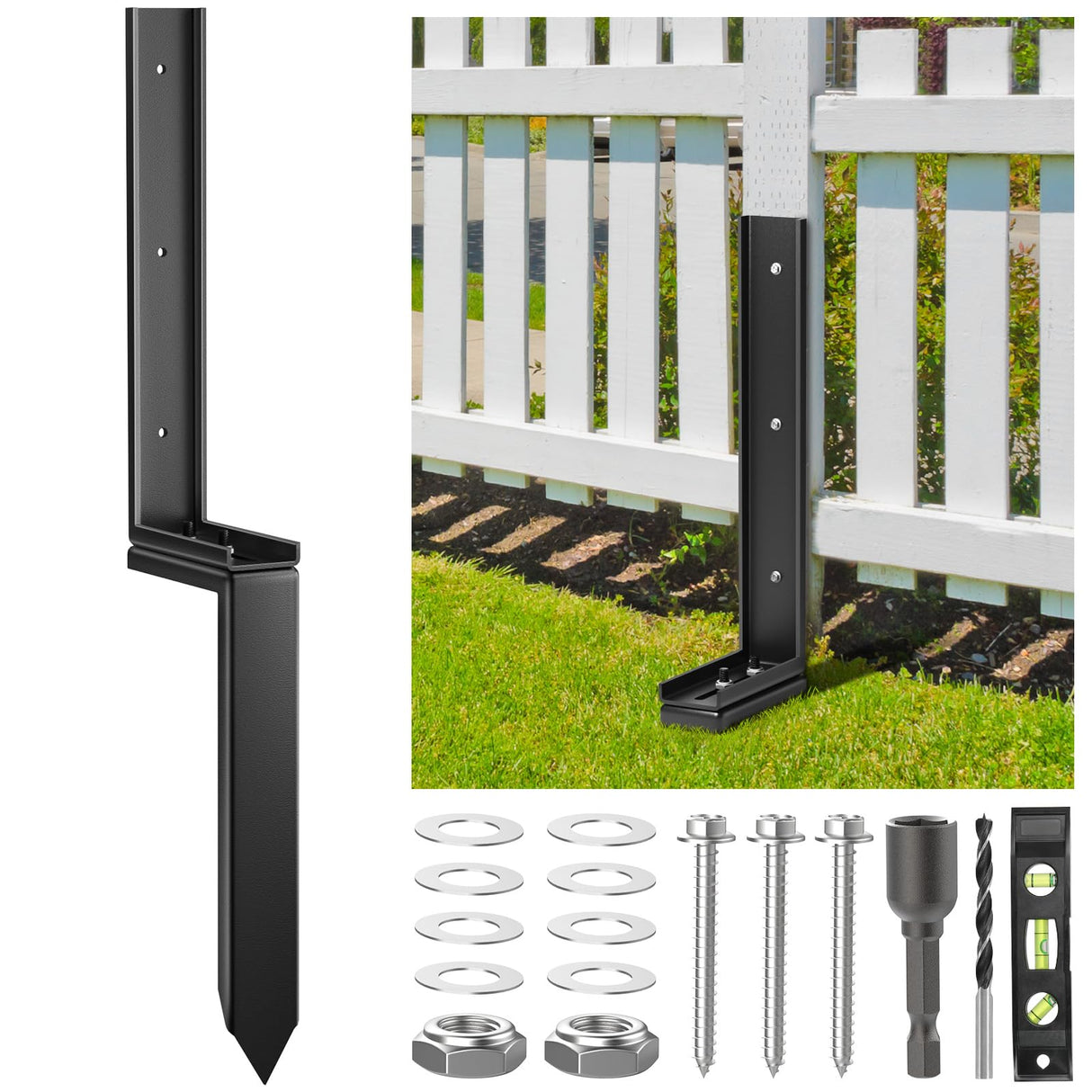 Housolution Fence Post Repair Kit,Separated Fence Post Anchor,1 Pack