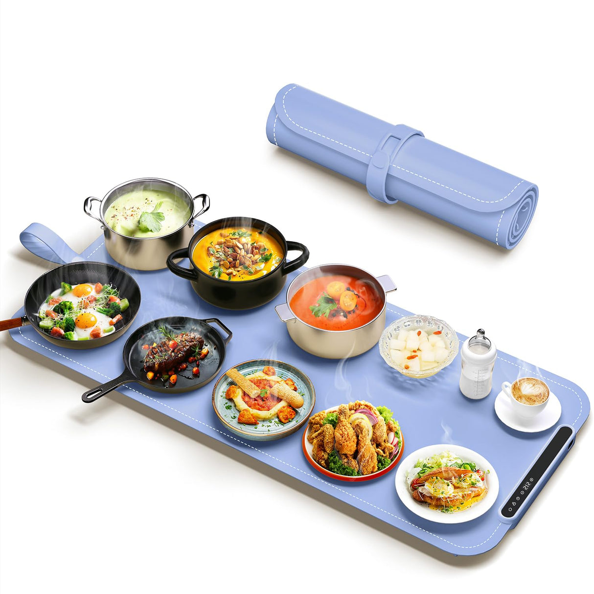 Warming Mat for Food - Electric Warming Tray, XXL(36"x16") Food Warmer Mat with Fast Full Surface Heating, Silicone Heating Mat for Party Buffet, Great Gift for Women, New Homeowners, Hosts (Blue)
