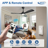 Depuley 52-Inch Ceiling Fan with Light: Black 3 Blade Outdoor Fans for Patios - Dimmable Indoor Fan with Remote Control Living Room Fandelier Ceiling Fans Ultra Quiet DC Motor Reversible 6 Speed Timer