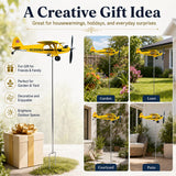 SDFRT Magic Metal Kinetic Sculpture Airplane Weathervane,Metal Wind Spinners for Yard and Garden, 3D Kinetic Wind Spinner Wind Catchers Sculpture, Airplane Weathervane (Piper J3 Cub,32 ×32 x80cm)