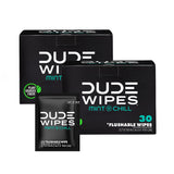 DUDE Wipes On-The-Go Flushable Wet Wipes - 30 Count, Pack of 2 - Mint Chill Extra-Large Individually Wrapped Wipes with Eucalyptus & Tea Tree Oil - Septic and Sewer Safe