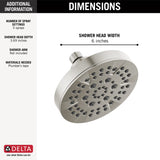 Delta 6-Setting Chrome Shower Head with High Pressure Spray, 6 Inch Round Shower Head, Showerheads, 1.75 GPM Flow Rate, Chrome 52535