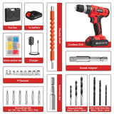 FADAKWALT Cordless Drill Set Red-7420