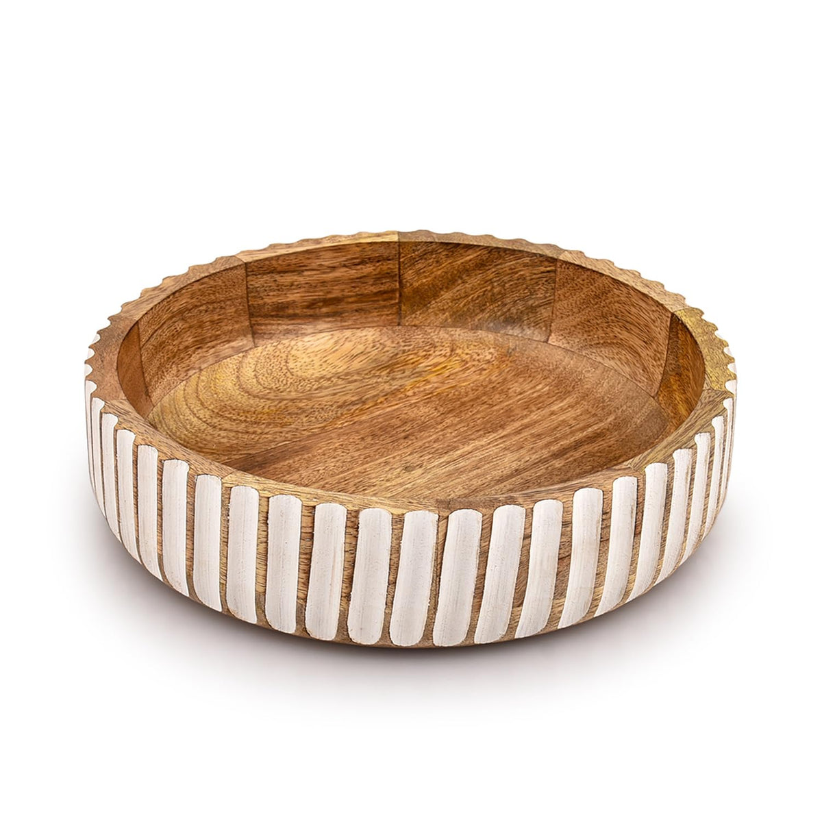Kimona Fruit Bowls Wood Fruit Bowl or Decorative Bowl for Table Décor for Kitchen Counter or Farmhouse Christmas Centerpiece (10" X 10" X 2.5")