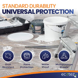 Ecotez 12 Pack 12 x 9 ft Extra Large Plastic Drop Cloth for Painting - Light & Durable Tarp Cover for Furniture - Plastic Clear Tarp Waterproof - Paint Floor Covering - Painters Drop Cloth Sheeting