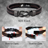 WIKHIA New Dad Gifts for Men, First Time Parents Gift Dad to Be Gift for Father's Day Birthday Christmas, Leather Bangle Bracelet for Daddy Him Husband