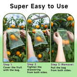 SmileLucky 100PCS Fruit Protection Bags with Drawstring, 8x12 Inch Green Organza Produce Bags for Fruit Trees, Mesh Netting for Garden Protection