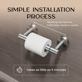 Day Moon™ Toilet Paper Holder Wall Mount, Modern Roll Holder for Bathroom, Stainless Steel Rustproof Double Post Pivoting Tissue Roll Holder for Bathroom, Classic, Brushed Nickel