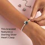 PANDORA Heart Clasp Snake Chain Bracelet - Heart Clasp - Romantic Jewelry for Her with Gift Box - Compatible Moments Charms - Sterling Silver - 6.7"