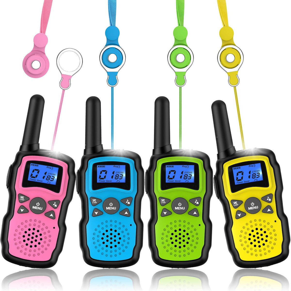 Wishouse Walkie Talkies for Kids 4 Pack,Family Walky Talky Adults Children Radio Long Range,Outdoor Camping Fun Toys Birthday Present Xmas Gifts for 4 5 6 7 8 Year Old Girls Boys No Battery No Charger