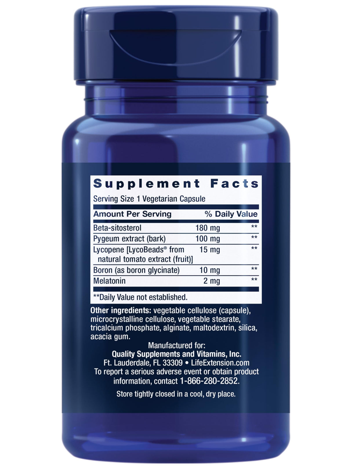 Life Extension Men's Bladder Support, melatonin, beta-sitosterol, lycopene, Nighttime Urination, Sleep Patterns, Prostate Health, Bladder Support, Gluten Free, Non-GMO, Vegetarian, 30 Capsules
