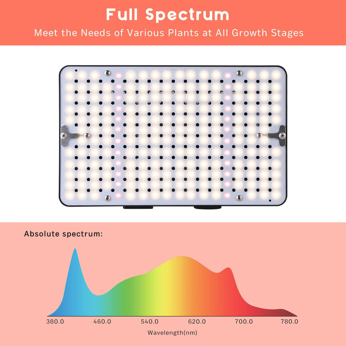 Ohtoad Grow Lights (1 Pack), Hanging Grow Lights for Indoor Plants, 200W UV-IR Full Spectrum Led Grow Light for Seedling Veg and Bloom