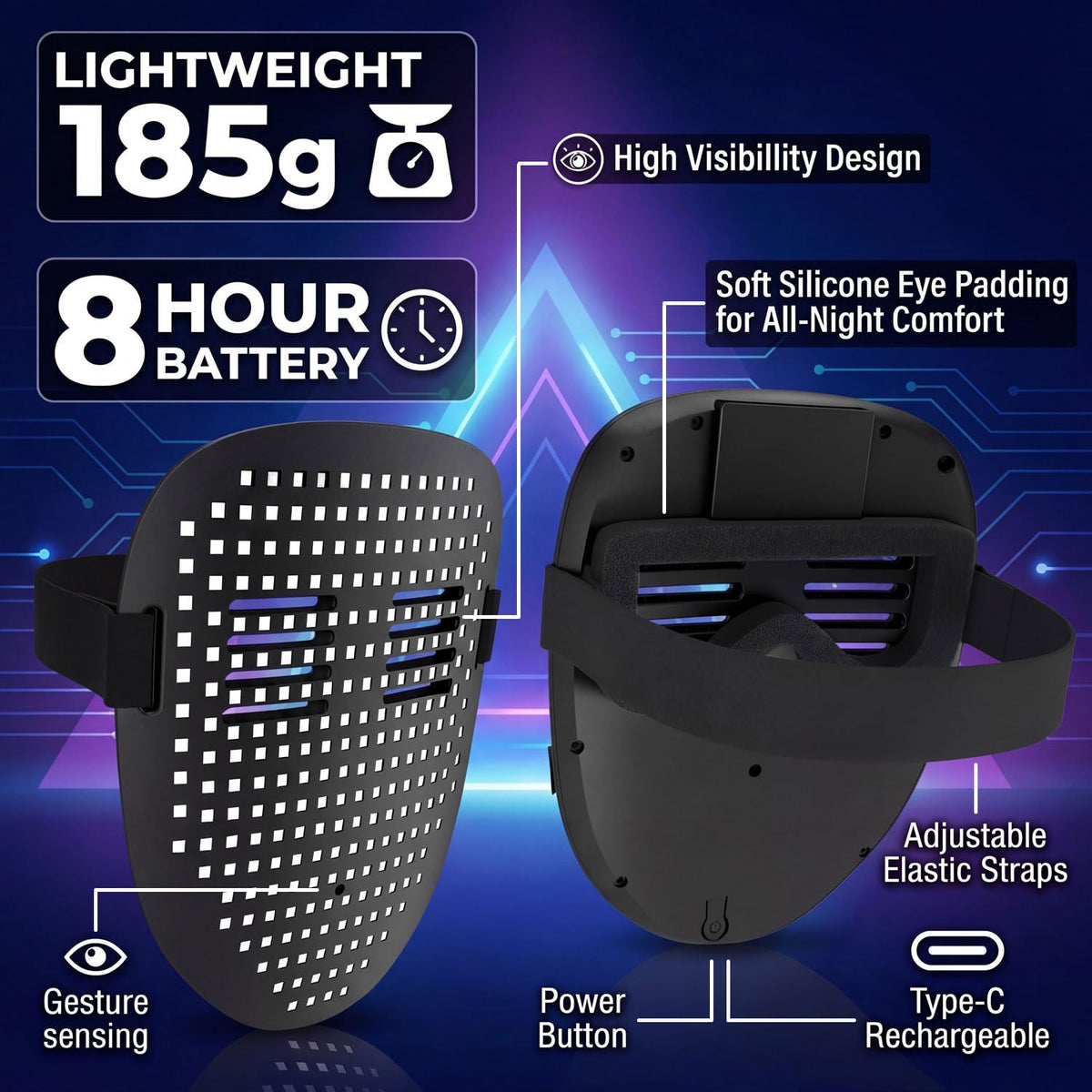MEGOO Led Light up Mask with Gesture Sensing, Halloween Gifts for Kids