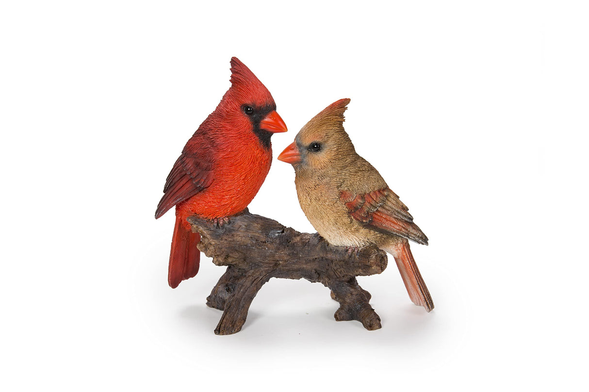 HI-LINE Gift Cardinal Couple on Stump Garden Statue, Multicolor