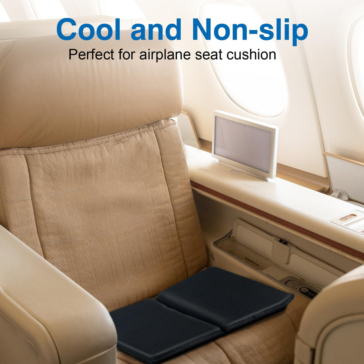 Handbanary Gel Seat Cushion (16.5" x 12") – Portable & Foldable Travel Cushion for Airplane, Stadium, Camping, Movies, & Garden – Relieves Sedentary Pain, Supports Long Sitting Periods