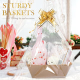 Thenshop 44 Pcs Basket for Gifts Empty Gift Basket Bulk Include 12 Cardboard Tray 12 Plastic Bags and 20 Pull Bows for Christmas Fall Halloween Birthday Wedding Party DIY Wrapping(Solid,Khaki)