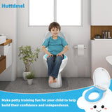 Potty Training Seat Built-in Toilet Seat, Round Toilet Seat 16.5inch with Baby Seat 2 in 1 Soft Close Quiet No Slapping, Magnetic Absorption, Easy Installation for Bottom Fixing Toilet，White and Blue
