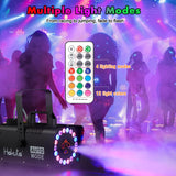 Hakuta Fog Machine, Smoke Machine with Racing, Jumping, Fading, Flashing LED Modes 18 Colorful LED Lights 2300 CFM Spray Automatic Smoke Machine, Great for Halloween, Christmas, Wedding and Parties