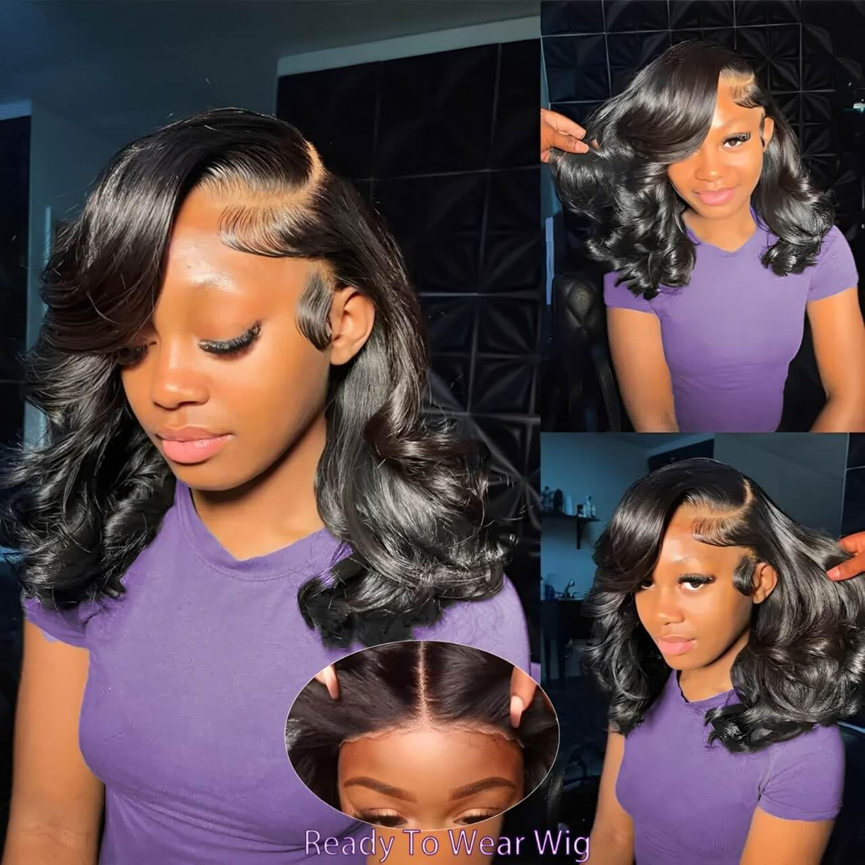 Bob Wig Human Hair Glueless Wigs Human Hair Pre Plucked Pre Cut Body Wave 5x5 HD Transparent Closure Wigs 180% Density 100% Brazilian Virgin Hair Short Wigs for Black Women (10 inch)