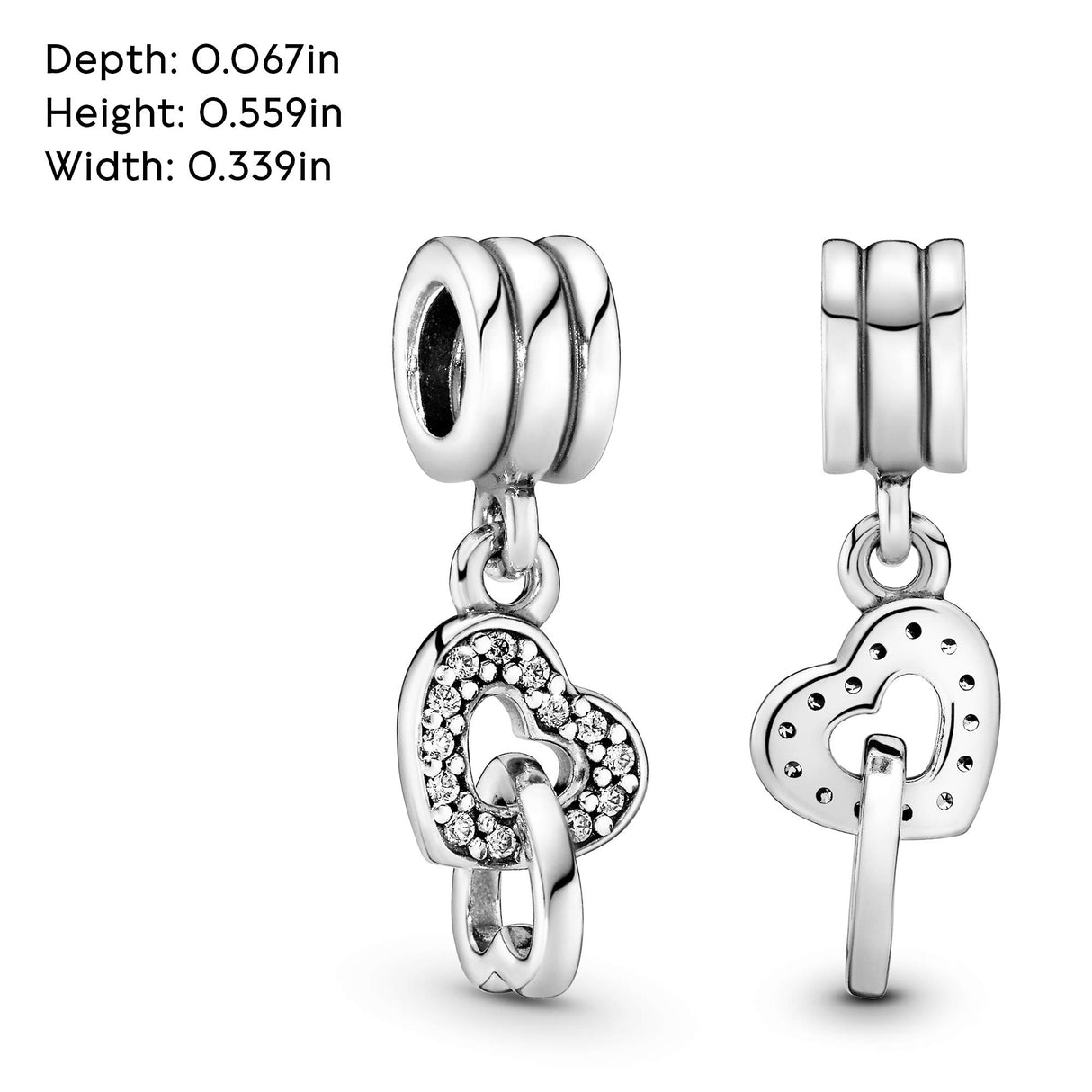 PANDORA Interlocking Hearts Dangle Charm - Compatible Moments - Stunning Women's Jewelry - Gift for Her - Made with Sterling Silver & Cubic Zirconia - With Gift Box
