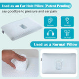 USlixury Piercing Pillow - Large Ear Piercing Pillow with Foam Plug, 4''H Ear Pilow with 5.1*3.2 and Off Center Earr Hole, Soft CertiPUR-US Memory Foam Pirecing Pilow for Side Sleepers, Cooling Sleep