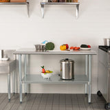 HARDURA Stainless Steel Table 24X72 Inches with Undershelf and Galvanized Legs NSF Heavy Duty Commercial Prep Work Table for Restaurant Kitchen Home and Hotel
