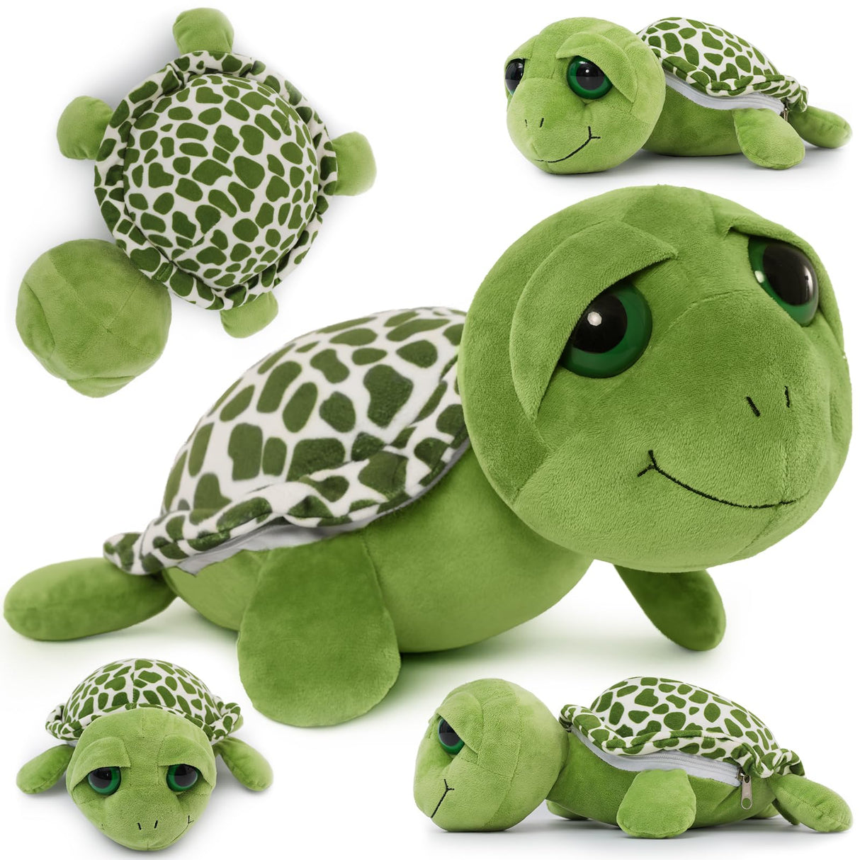 Karister 6Pcs Turtle Stuffed Animals with Three Babies Inside Shell,14" Sea Turtle Plush Pillow Toy with Two Eggs, Stuffed Tortoise for Kids, Ocean Plush for Birthday Christmas or Baby Shower