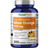 NusaPure Bitter Orange 500mg 200 Veggie Caps (Vegetarian, Non-GMO, Vegan) Bioperine