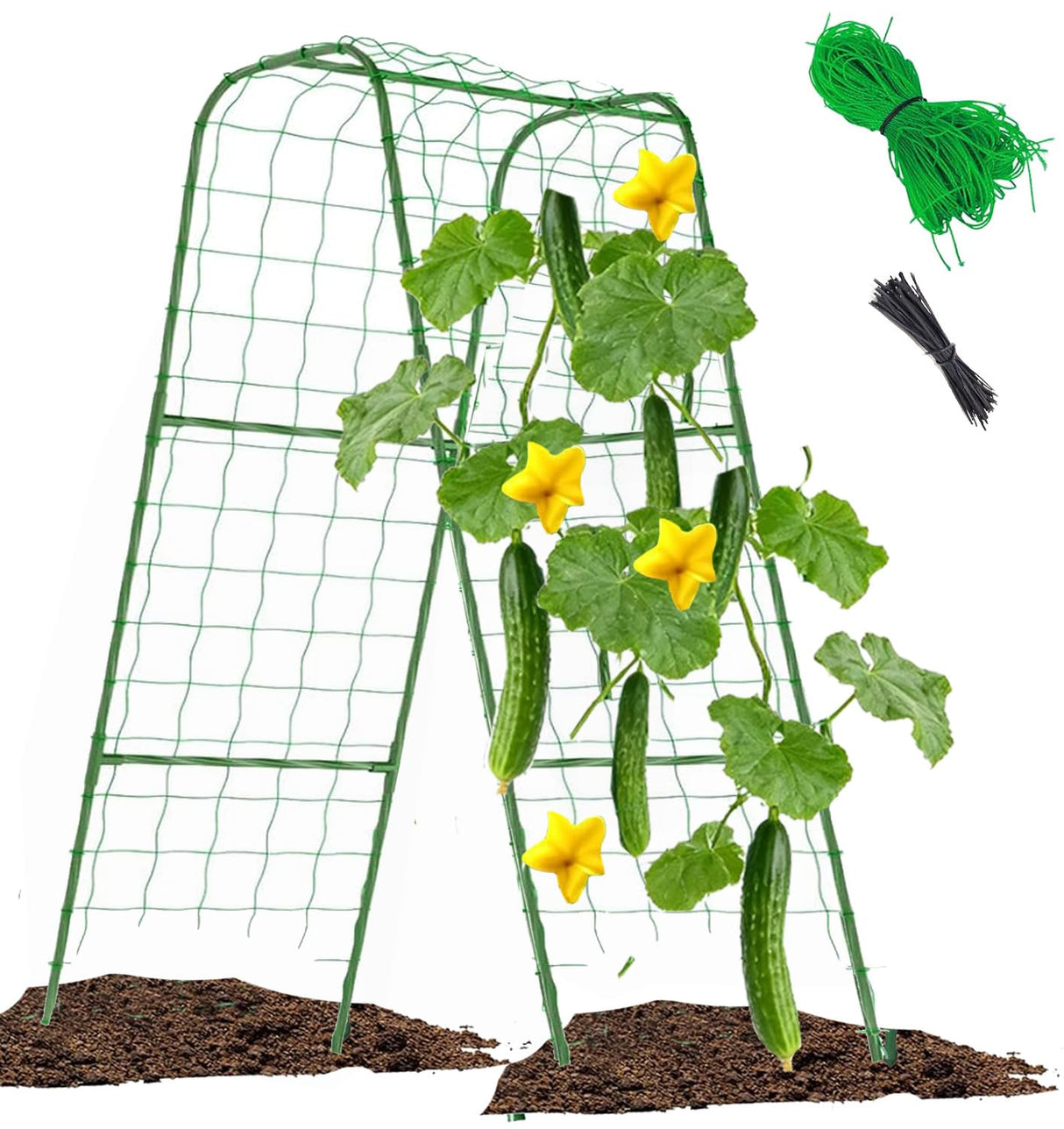 Cucumber Trellis for Raised Bed, U-Shape Garden Arch Metal Support for Climbing Plants, Metal Arch Plant Support Vegetables Trellis, Plant Support for Vine Outdoor (47x15.7in) NOT for Heavy Plant