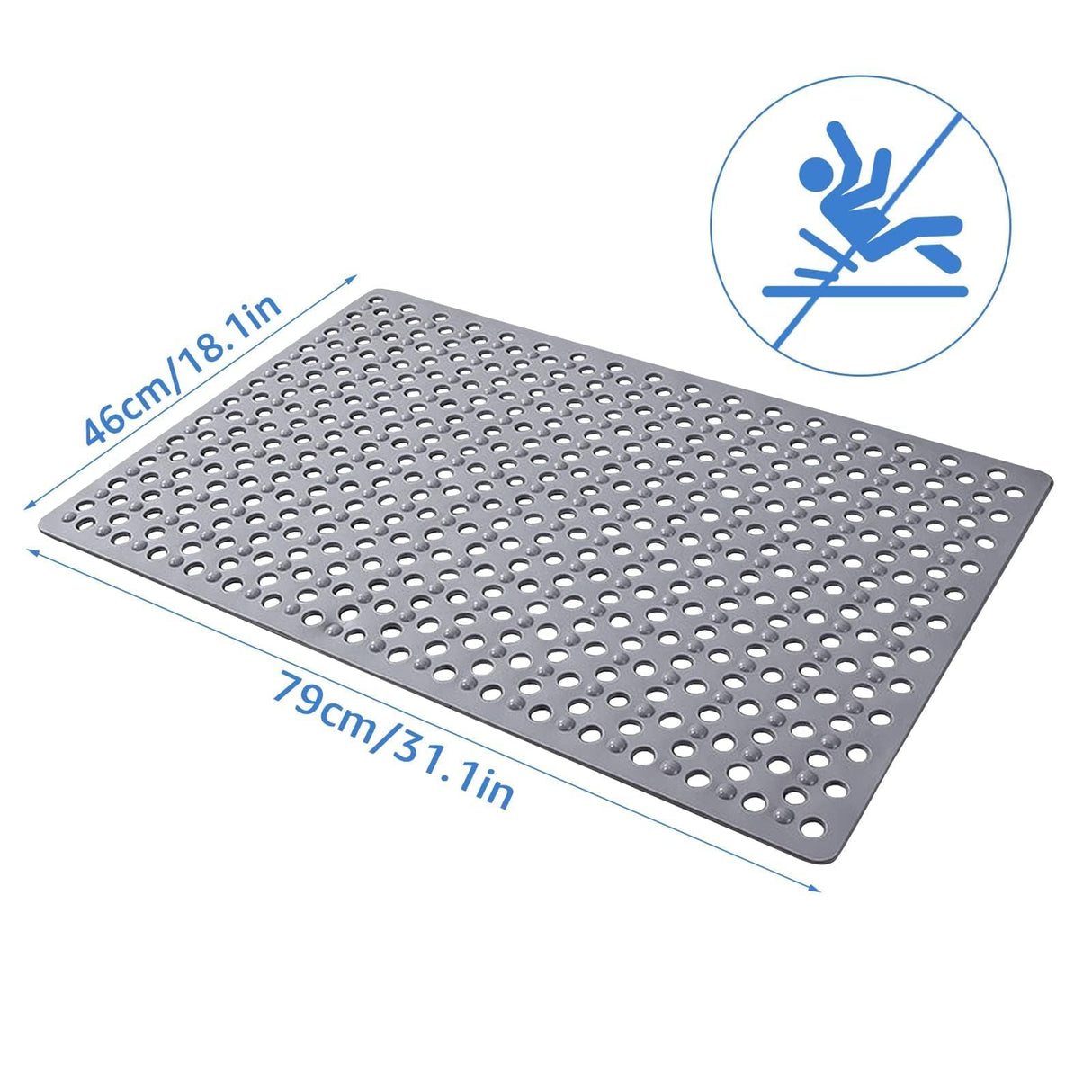 Large Shower Mats for Inside Shower,46×79 cm Anti Slip Bath Mat with Drain Holes,Bath Mat for Bathtub & Shower Cubicle | Easy Drain & Machine Washable 1