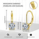 1.0ct Moissanite Gold Dangle Earrings for Women Drop Leverback Earrings